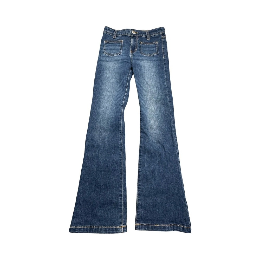 Levi's Jeans Girls 10 Blue Regular Rise Flare Front‎ Patch Pockets Stretch Denim